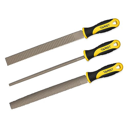 TARIST 3-Piece 8" Wood Rasp File Set, Includes Flat/Half-Round/Round. For Woodworking & Sharping Wood