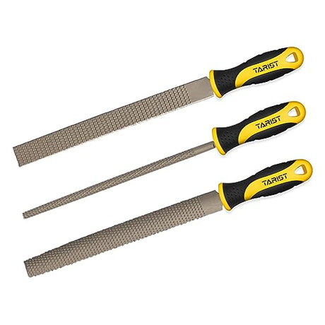 TARIST 3-Piece 8" Wood Rasp File Set, Includes Flat/Half-Round/Round. For Woodworking & Sharping Wood TARIST