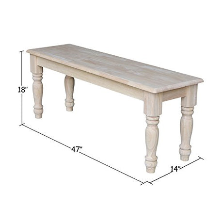 International Concepts Farmhouse Bench, Unfinished IC International Concepts