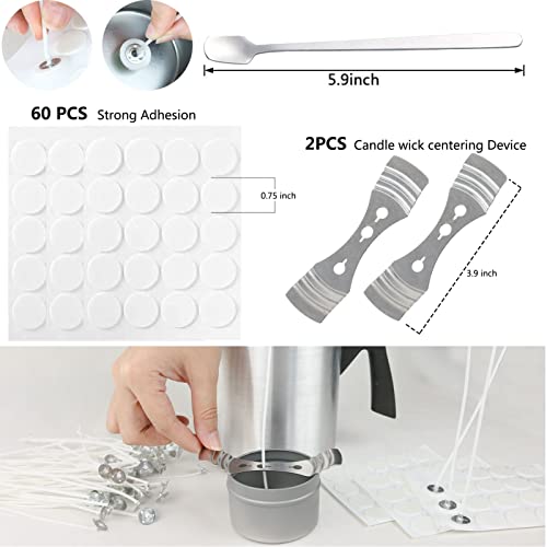 EricX Light Candle Making Kit, 60pcs Candle Wicks, 60pcs Candle Wicks Sticker, 16oz Soy Wax, 1pc Candle Wax Pouring Pot, 2pcs 3-Hole Wicks Centering - WoodArtSupply