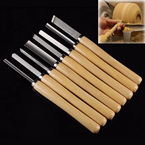 8Pcs Wood Lathe Chisel Set HSS Wood Turning Chisel Set Sculpting Chisel Woodworking Chisel Lathe Woodturning Tools Wood Carving Tools Set for Wood - WoodArtSupply