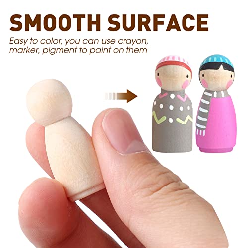 STOBOK Unfinished Wooden Peg Dolls: 50 Pack Peg People Crafts DIY Wood People Toys, Doll Bodies Wood Figures, Decorative Peg Doll People for Kids Art STOBOK