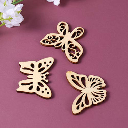 BESPORTBLE 100PCS Unfinished Wood Crafts Butterfly Wood Crafts Wood Butterfly Embellishment Unfinished Wood Butterfly Rustic Decor Wooden