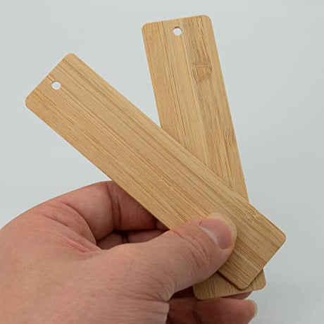 TFoRibbon Blank Bamboo Bookmark Engraving Bamboo Blanks Bookmarks Unfinished Wood Hanging Tags 20 Pcs (Length:4.7 Inch) TFoRibbon