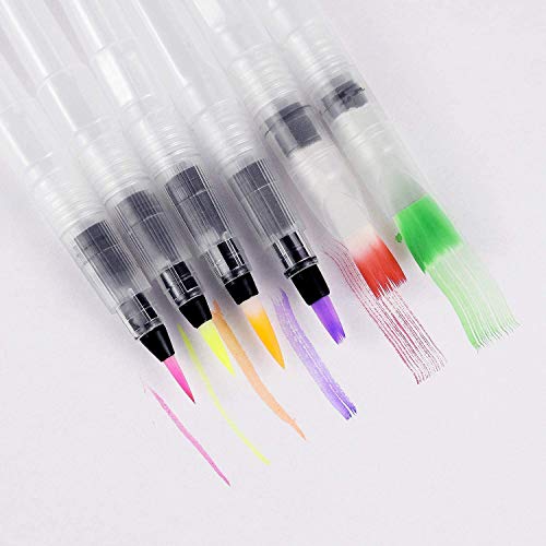 Alcohol Ink Blending Solution (4oz) and Water Brush Pen (6pk) - Watercolor Blending Brush Pens for Alcohol Ink Painting with Various Tips with - WoodArtSupply