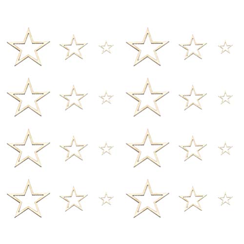 EXCEART 200pcs Star Shape Unfinished Wood Pieces Wooden Hollow Star Embellishments Cutouts Wooden Frames Pendant DIY Craft Jewelry Making Charms EXCEART