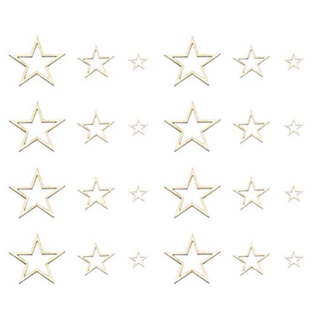 EXCEART 200pcs Star Shape Unfinished Wood Pieces Wooden Hollow Star Embellishments Cutouts Wooden Frames Pendant DIY Craft Jewelry Making Charms EXCEART
