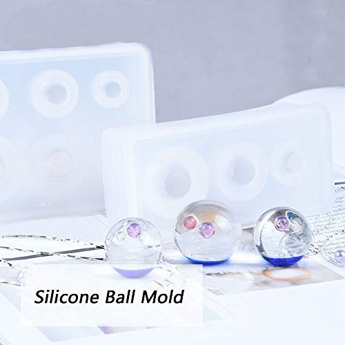 Silicone Ball Mold, DyAi 3pcs Resin Epoxy Mold, Universe Spheroid Moulds, Orbs Pendant Casting Molds for UV Resin Crafts, DIY Jewelry Making DyAi