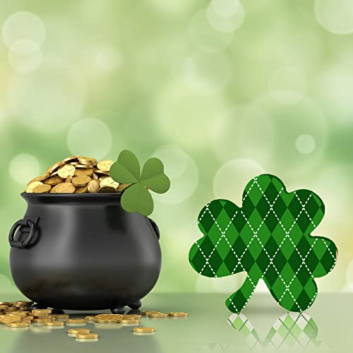 Whaline 8Pcs St. Patrick's Day Wooden Cutouts Unfinished Shamrock Shaped Table Signs Blank Shamrock Pine Wood Slice DIY Shamrock Tiered Tray Decor Whaline