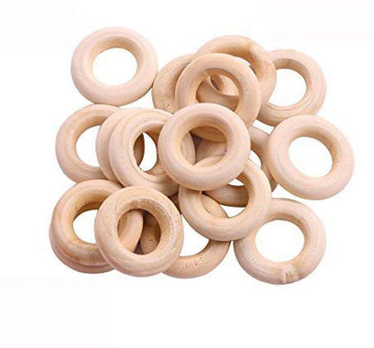 PENTA ANGEL 50PCS 25mm/1" Natural Unfinished Wood Rings Circle Wood Pendant Connectors for DIY Projects Jewelry and Craft Making(25mm)
