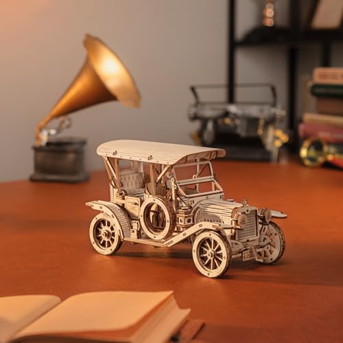 ROKR Vintage 3D Wooden Puzzle Car Kit – 1:15 Scale Model Building Adventure for Adults and Teens - WoodArtSupply