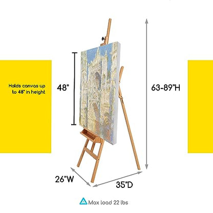Meeden Large Painters Easel of Max Height 89'', Hold Canvas up to