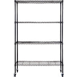 VEVOR Storage Shelving Unit with Wheels, 4-Tier Adjustable, 700 lbs Capacity, Heavy Duty Garage Shelves Metal Organizer Wire Rack, Black, 48" L x 18" VEVOR
