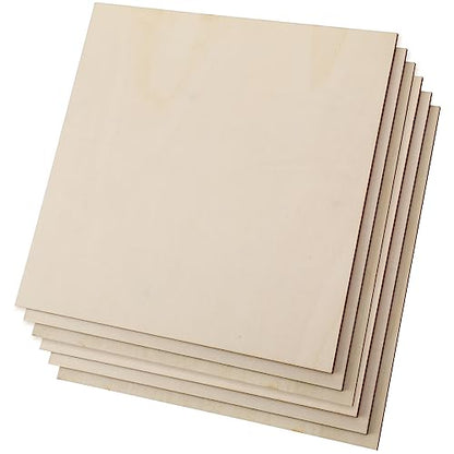 12 Pack Basswood Plywood Sheets 12 x 12 x 1/5 Inch-5 mm Thick Basswood Plywood Board Wood Squares Sheets Natural Unfinished Wood for Crafts,