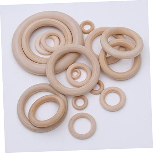 VOSAREA 20 Pcs Unfinished Wooden Rings Wood Craft Pendant Ring Unfinished Smooth Wooden Ring Wooden Rings for Macrame Wooden Circle Crib Toys Curtain VOSAREA