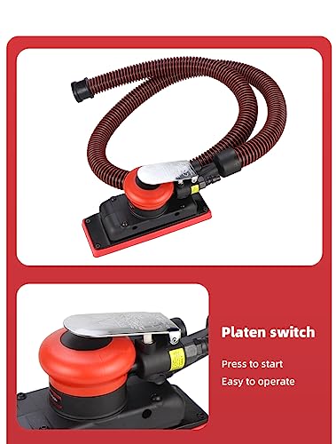 2-3/4" x 8" Dust-free Air Orbital Sander, 70 mm x 198 mm 1/8 in Orbit, 10,000 Max OPM Dust Bag Style with Extra Hook-Loop Pad and 15pcs - WoodArtSupply