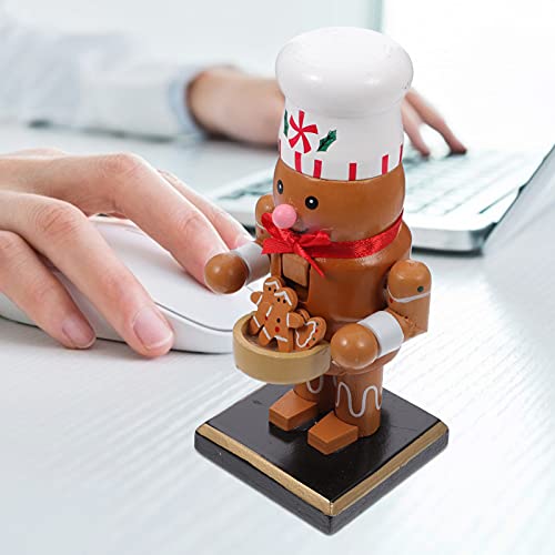CIMAXIC 1Pc Christmas Nutcracker Wooden Gingerbread Chef Nutcracker Wooden Nutcracker Ornament Wooden Christmas Decoration Wooden Puppet Ornament CIMAXIC
