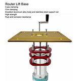 AMONIDA Router Lift, Red Aluminum Alloy Router Lift Base with Stainless Steel Support Rod, 4 Jaw Clamping, for Small Trimming Machines, Small Gong AMONIDA