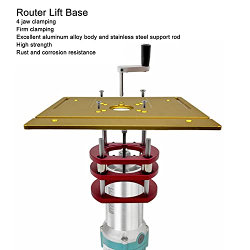 Router Lift Base,Aluminum Alloy and Stainless Steel, 4 Jaw Clamping Router Table Lifting System Base, Woodworking Tool for 64-66mm Diameter - WoodArtSupply