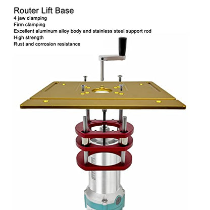 Router Lift Base,Aluminum Alloy and Stainless Steel, 4 Jaw Clamping Router Table Lifting System Base, Woodworking Tool for 64-66mm Diameter - WoodArtSupply