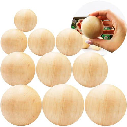 Wooden Craft Balls 2.4 in - Unfinished Wood Beads for Crafts & Decor, 10-Pack - WoodArtSupply