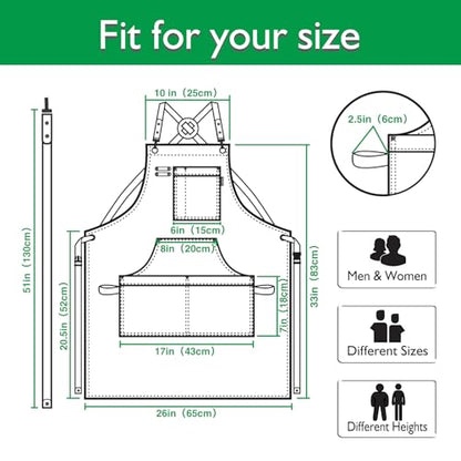 Stenffy Handmade Work Apron, Cotton Canvas, Multiple Pockets, Adjustable Cross Back Weight Apron, BBQ Cafe Kitchen Painting Carpenter Artist Apron, - WoodArtSupply