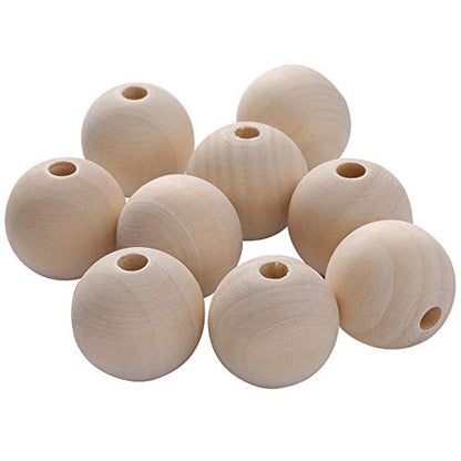 HAKZEON 25mm 300 PCS Natural Wooden Beads for Crafts, Round Spacer Unfinished Loose Wood Beads Set for Assorted Jewellery Making, Garland, Home - WoodArtSupply