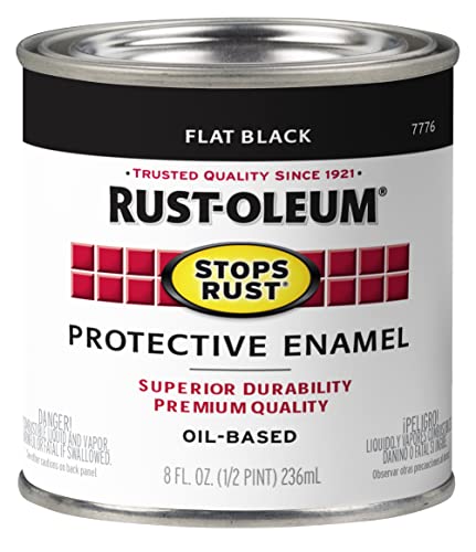 Rust-Oleum 7776730 Protective Enamel Paint, 8-Fl Oz, Flat Black(Pack of 1) Rust-Oleum