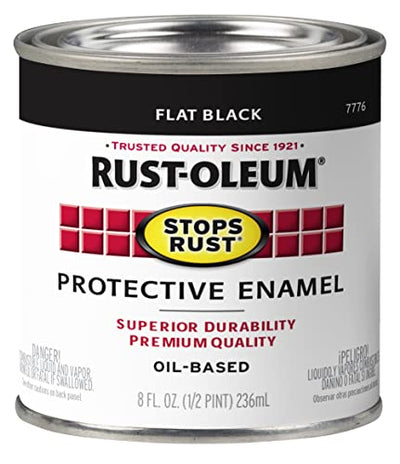 Rust-Oleum 7776730 Protective Enamel Paint, 8-Fl Oz, Flat Black(Pack of 1)