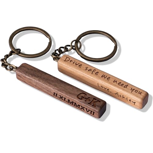 Custom 4 Sided Keychain, Personalized Key Chain with Name, Message | Cherry | Engraved Keychain for Men, Women, Boyfriend, Girlfriend, Customizable - WoodArtSupply