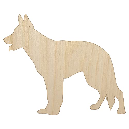 German Shepherd Dog Solid Unfinished Wood Shape Piece Cutout for DIY Craft Projects - 1/8 Inch Thick - 6.25 Inch Size
