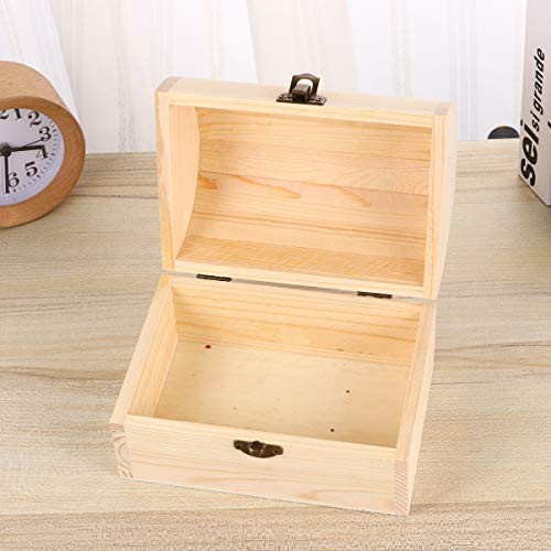 ARTIBETTER Unfinished Wooden Box Wooden Treasure Box Decorative Wooden Jewelry Box with Locking Clasp for Crafts Jewelry Storage ARTIBETTER