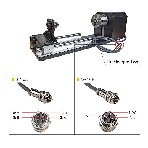 Cloudray CNC Chuck Rotation Axis Rotary Attachment Rotate Engraving for Cutting Machine (Chuck Rotation Axis + 3 Phase Stepper Motor) Cloudray
