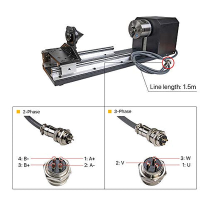 Cloudray CNC Chuck Rotation Axis Rotary Attachment Rotate Engraving for Cutting Machine (Chuck Rotation Axis + 3 Phase Stepper Motor) - WoodArtSupply