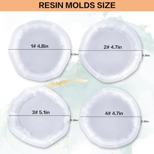 4 pcs Resin Coaster Molds, Silicone Coaster Molds for Epoxy Resin，Irregular Edge Coaster Molds for Resin Casting DIY Custom Coasters Resin Crafts - WoodArtSupply