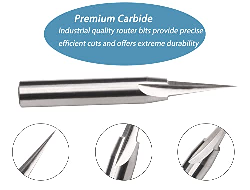 DashHound BRV20 Carbide V-Point Router Bit Wood Engraving Bit “V” 20 Deg with 1/4 Shank and 2” Overall Length 2D&3D Carving WoodArtSupply