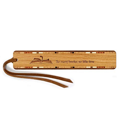 So Many Books So Little Time Engraved Wooden Bookmark - Also Available with Personalization - Made in The USA Mitercraft