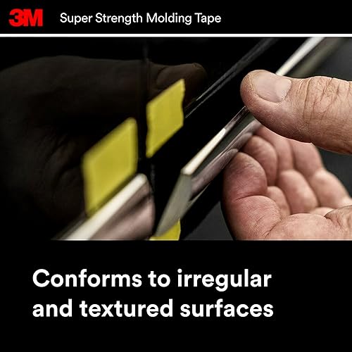 3M Super-Strength Molding Tape, 1/2 in x 15 ft, High Strength Double-Sided Adhesive, Permanently Attaches Side Moldings, Trim and Emblems to Interior 3M