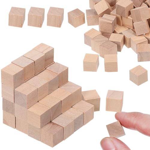 VILLCASE 400pcs Wooden Cubes Unfinished Square Blocks Small Wooden Blocks DIY Craft Blocks Blank Cubes Solid Wood Blocks VILLCASE