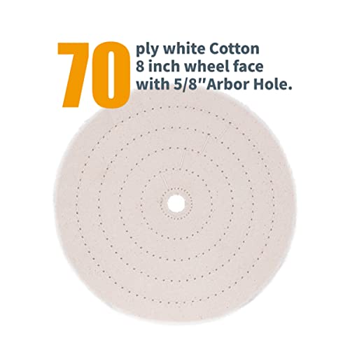 POWERTEC BF800C Slow Speed and Long Shift Bench Buffer Polisher with 2 Extra Buffing Wheels, 8 Inch Buffing & Polishing Bench Grinder Machine for POWERTEC