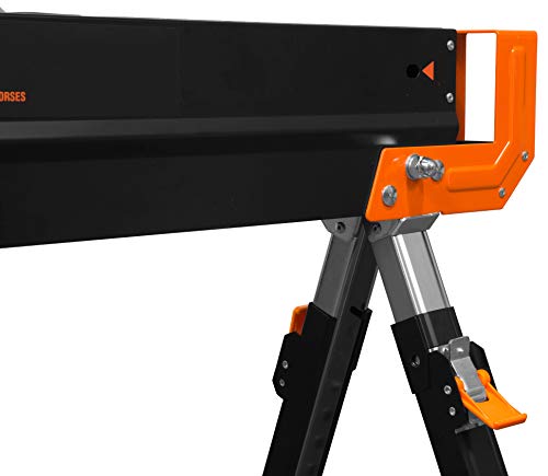 WEN Steel Saw Horse Set, 1300-Pound Capacity, Height Adjustable, Two Pack (WA1302) WEN