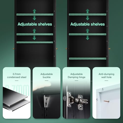 IRONMIX 70 Inch Tall Metal Storage Cabinet with Acrylic Doors and Adjustable Shelves IRONMIX