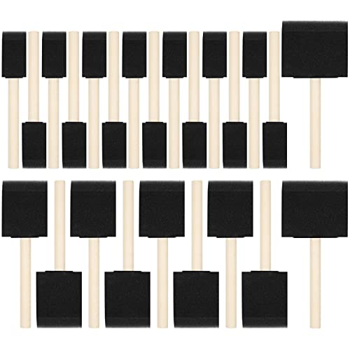 24 Pcs Foam Paint Brushes, Wood Handle Sponge Brushes for Painting, Staining, Varnishes, and DIY Craft Projects (1'', 2'' and 3'') - WoodArtSupply