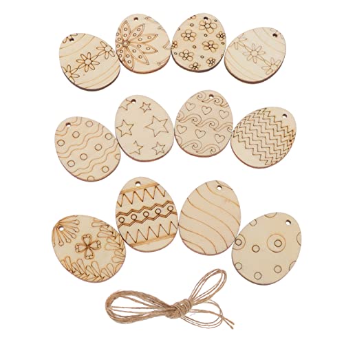 COHEALI Unfinished Wood Cutouts 75pcs Unfinished Easter Wood Slices Easter Egg Wooden Cutout Wood DIY Wooden Easter Ornaments Crafts Egg Cutouts