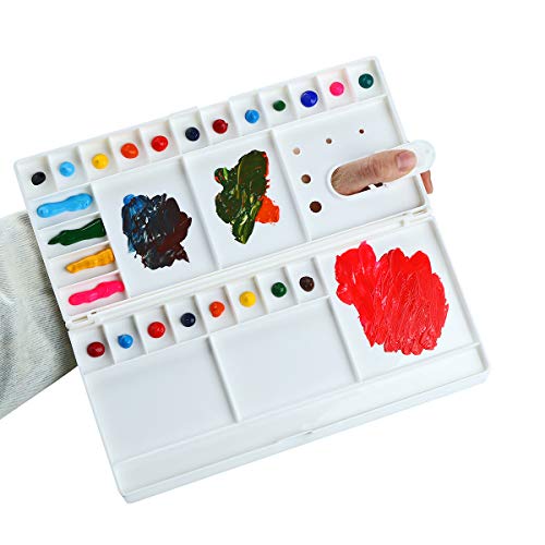 Transon Large Paint Palette Box 29 Color Mixing Wells with 1 Liner Brush