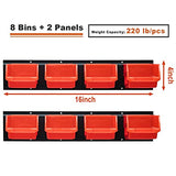 Wallmaster Wall Mounted Storage Bins, Wall Storage Bins Parts Rack 10 Bins&3 Rails Wall Mount Tool Organizer Hardware Storage Organizer (Orange) Wallmaster