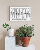 Family Name Sign with Established Date PERSONALIZED Wedding Gift For Couple EST. Date - SOLID WOOD - 16.5" X10.5" (Names & Est. Date) Broad Bay