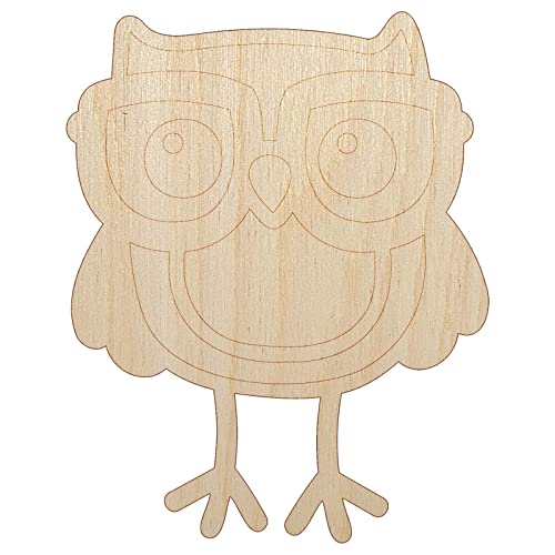 Owl Smart with Glasses Unfinished Wood Shape Piece Cutout for DIY Craft Projects - 1/8 Inch Thick - 6.25 Inch Size Sniggle Sloth