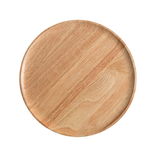 Tray, Wooden Serving Pan Trays Dishes Round Wood Platter Decor for Coffee Tea Cocktail Bread Breakfast Dinner Fruit Food Supplies for Home Resturant