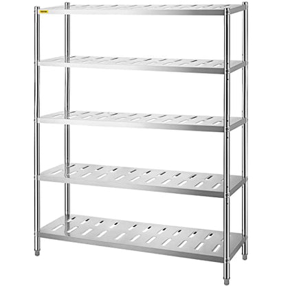 VEVOR Storage Shelf, 5-Tier Storage Shelving Unit, Stainless Steel Garage Shelf, 59.1 x 17.7 x 70.9 inch Heavy Duty Storage Shelving, 661 Lbs Total - WoodArtSupply